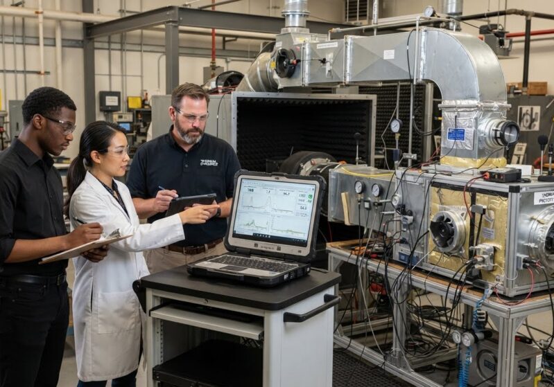 HVAC engineers testing a prototype for an SR&ED project in Canada